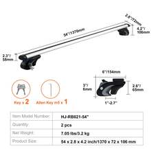 Roof Rack Cross Bars, Aluminum Roof Rack Crossbars, Fit Raised Side Rail With Gap, 200 Lbs Load Capacity, Adjustable Crossbars With Locks, For SUVs, Sedans - Silver - View 7