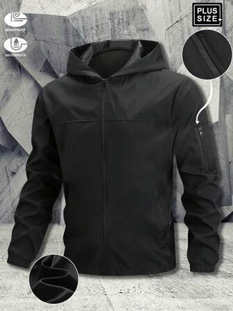 冬季户外运动休闲纯色拉链连帽厚外套，适合作为送给男朋友、朋友、丈夫、父亲节的礼物