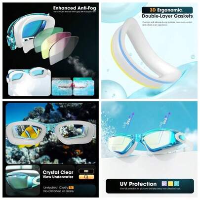 Swimming Goggles, 2 - Pack Swim Goggles Adult Men Women Youth, Anti - Fog, No Leaking