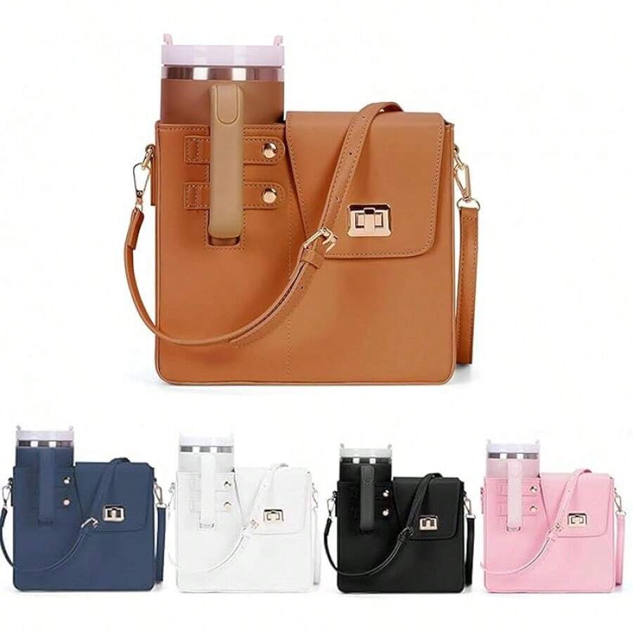 WADY Bolso para, Bolsa de Almacenamiento portátil para Agua al Aire última intervensión con Bolsa, Bolsa Cruzada para Botella - Marrón - Ver 1