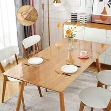1pc Rectangular Tablecloth, 0.25mm Transparent Dining Table Mat, PVC Surface Protective Pad, Suitable For Home And Hotel Coffee Tables