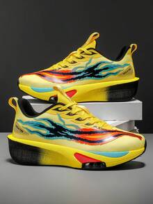 Lightweight & Breathable Running Shoes For Men & Women - Neon Green/Orange/Blue/Pink/Purple Gradient Low-Top Sneakers With Shock-Absorbing MD Outsole, Arch Support And Traction Pattern - Suitable For Gym, Marathon, Fitness, Jogging, Gymnastics, Track & Field - Comfortable Athletic Shoes