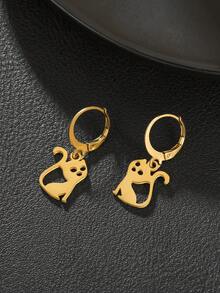 1 Par de Brincos Pingente de Animal em Aço Inoxidável - Borboleta, Libélula, Urso, Elefante, Espinha de Peixe, Cobra, Abelha, Macaco, Peixe - Adequado para Família, Amigos, Uso Diário, Presente