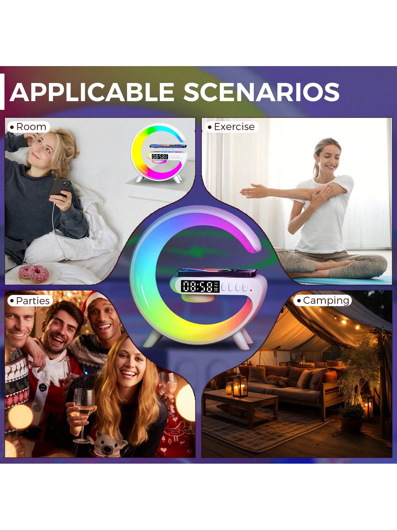 EIGIIS 1 قطعة مصباح ذكي مع 10 أوضاع إضاءة (15 * 15...