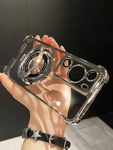 奢华银色电镀手机壳，创意自行车指环磁吸支架，防震，新款夏季时尚硅胶软保护套，兼容三星 Galaxy S24 S25 Ultra FE A56 A16、红米 14C、荣耀 OPPO Reno、Realme、摩托罗拉 MOTO Infinix 等机型，Y2K 风格男女通用 2025 - 銀色 - 查看 4