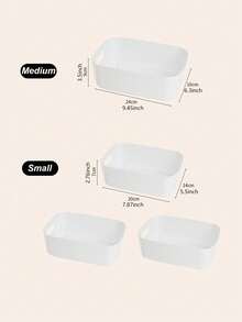 1pc/2pcs/3pcs Small Plastic Storage Boxes/Baskets For Desktop Snacks, Sundries, Cosmetics, Etc. Suitable For Organizing In Dorms, Kitchens, With A Rectangular Shape - White - View 21