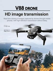 CASRRA The V88 Remote-Controlled Foldable Drone With Intelligent Dual Cameras Features Dual High-Definition 720P Cameras, Optical Flow Technology, One-Click /Landing, Stable Flight, 360° Rolling Of The Drone, A Gift Storage Bag For Beginners, Spare Accessories, A Drone For Beginners, Cheap Drone Toys, Cameras, Drones, Wonderful Birthday Gifts, And Festival Gifts