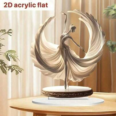 1pc Classic Crystal Ballet Dancer Statue, 2D Acrylic Material, Elegant Dance Decor, Suitable For Multi-Purpose Desktop Display At Home, Office, Party, Anniversary, Mother's Day, Halloween, Christmas, Graduation Gifts And More