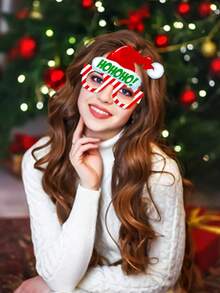 8/16 Pcs Christmas Glasses Paper Eyeglasses,Santa Snowman Elk Design Xmas Photo Booth Props For Christmas Decoration Holiday Celebrations Christmas Party Supplies - Multicolor - View 6