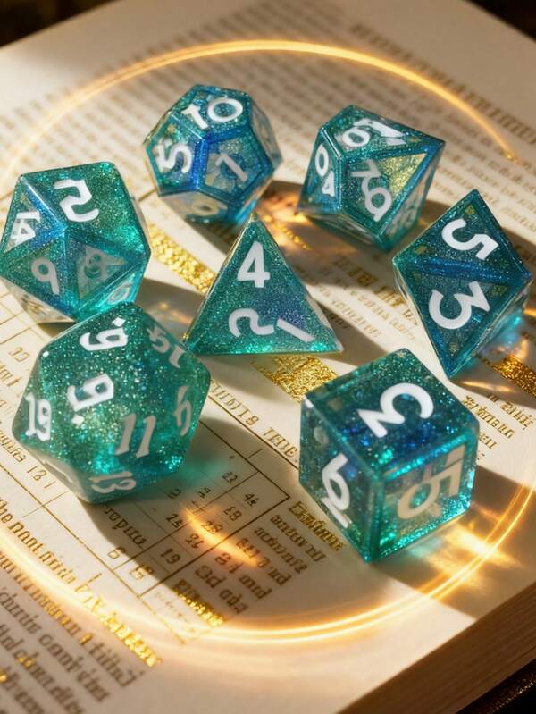 7pcsAUSTOR金属骰子套装龙形空心金属骰子7pcs多面骰子D20 D10 D% D8 D6 D4骰子