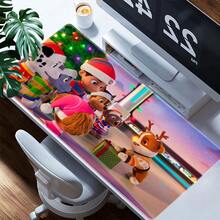 1pc Large  Mouse Pad With Festive Cartoon Pups Design - Non- Rubber Base, Washable Desk Mat For Office, Gaming, Home Decor - Holiday & Playful Characters Computer Accessory, Large Mouse Pads For Desk, School Desk Accessory, Fun Design, Functional Artwork