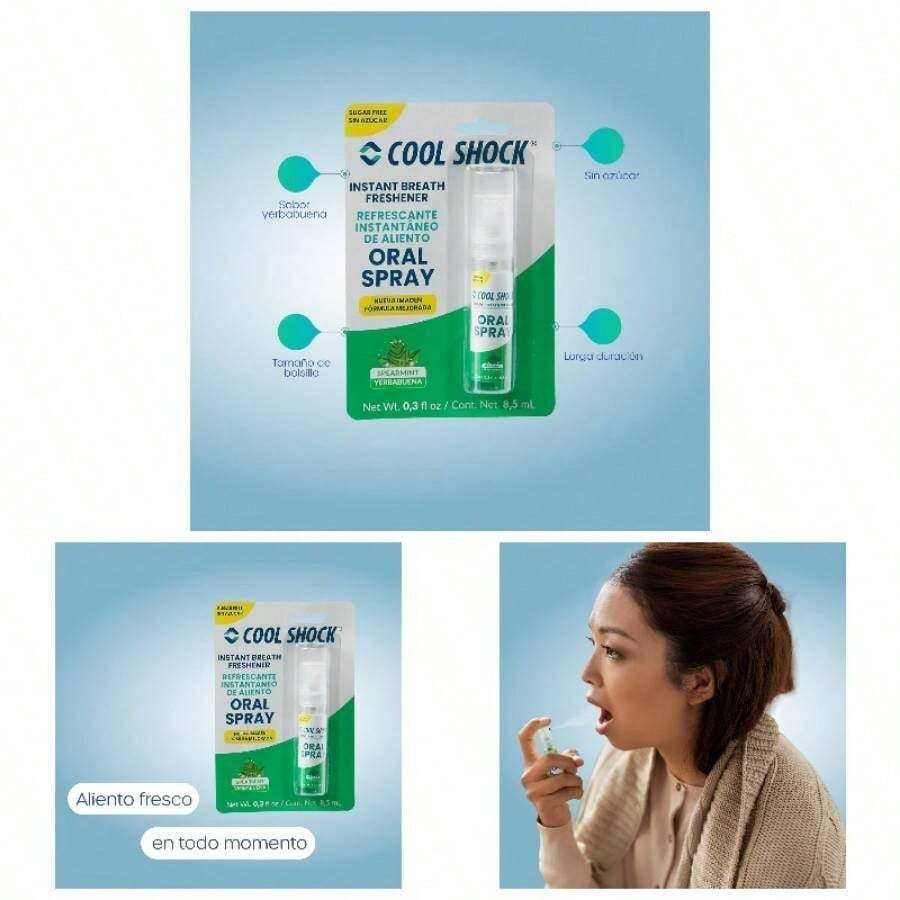 Cool Shock refrescante spray de aliento con sabor a hierbabuena 8.5ml larga frescura sin azcar caja con 6 pzs - inicial - Ver 1