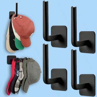 4 piezas Ganchos multiusos en forma de L | Material de PP, fácil de instalar, ahorro de espacio, diseño sin perforación, adecuado para el hogar, la cocina, el dormitorio, la sala de estar, el baño y otros almacenamientos de ropa, etc., regalos navideños