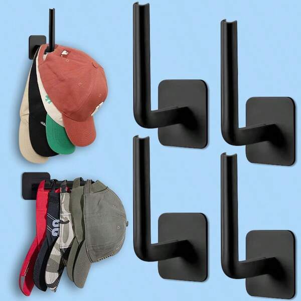 4pcs L-Shaped Multi-Purpose Hooks | PP Material, Easy To Install, Space-Saving, No-Punch Design, Suitable For Home Kitchen, Bedroom, Living Room, Bathroom And Other Clothing Storage, Etc., Holiday Gifts