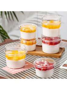 25/50 pièces Gobelets de fête réutilisables avec couvercles, convenant pour yaourt froid, gelée de noix de coco, bols d'avoine, tasses à dessert durables et incassables, boîtes à choux à la crème, contenants à dessert transparents, convenant pour Halloween, Noël et autres événements et fêtes, pour gâteaux, mousses, cupcakes, glaces, etc.