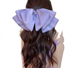 1Pcs/Luxury Feeling~Pearl Big Bow Hairpin Female Back Of The Head Hairpin Hair Ornament Head Ornament Single Spring Clip Hairpin - 紫色 - 查看 5