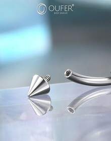 Solid Titanium Eyebrow Rings And Heart Labret Jewelry, 16G - Silver Cross - View 4
