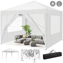Carpa plegable 3x3m Pop Up Gazebo Plegable con 4 paredes laterales, impermeable, protección UV 50+ Carpa de jardín Carpa de fiesta, Carpa de jardín, incluye bolsa