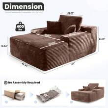 Orienflex-67'' Chaise Lounge Chair Indoor, Oversized Upholstered Sofa Bed, Sleeper Couch Reading Chairs Fluffy Plush Faux Fur Cloud Sofas Couches For Living Room Sofas For Living Room Muebles Para Sala Boneless Couch - 卡其色 - 查看 7