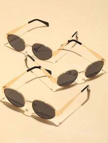 1 Pair Women's Oval Metal Stylish Fashion Glasses, New Fashion Model For International Fashion Week, Suitable For Daily Life, Outdoor Travel And Summer Beach Accessories Preppy Style For Back To School Wrap Shape - Multicolor - View 10