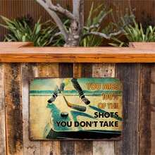 Vintage Hockey Tin Sign You Miss Shots Retro Hockey Wall Decor Man Cave Sports Bar Garage Gift - 彩色 - 查看 2
