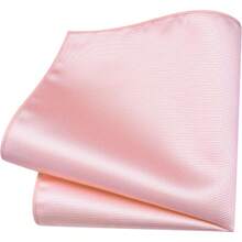 Solid Formal Tie And Pocket Square Plain Necktie Lapel Pin And Set For Men - H-玫瑰金 - 查看 3