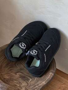 All-Black Unisex Kids' Sneakers For Ages 7-18 | Comfortable Leather-Mesh Classic Sneaker | Versatile School Shoes For Boys And Girls, Indoor & Outdoor Activities |Durable & Soft Unisex Children's Sneakers (Ages 7-18) | Non-Slip Breathable Retro Training Shoes For School, Gym Class, Jogging, And Hiking | Lightweight Comfortable Everyday Wear