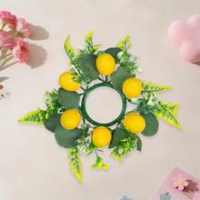Artificial Lemon Candle Ring Spring Faux Greenery Candle Wreath Table Centerpieces For Home Holiday Party - Multicolor - View 7