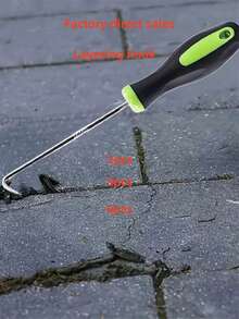 1 pièce Outil de retrait de joint en métal robuste - Poignée verte et noire. Outil de desserrage pour pelouse, fissures de paysagement et joints de pavage, remplacement de bande de grillage. Crochet pour retirer les bandes de joint de porte et fenêtre. Outil de retrait de bande . Idéal pour le désherbage et le retrait.