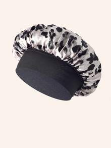 1 件女士真丝睡帽，缎面护发帽，松紧带真丝睡帽，时尚豹纹款式，休闲舒适透气日常护发帽