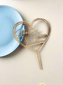 Personalized Wedding Cake Topper Custom Mr & Mrs Engagement Couple Anniversary Party Cake Decoration, Gold Mirror, Bridal Shower - Style B - View 6