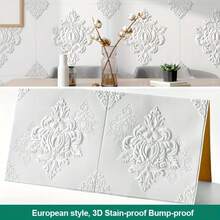 20pcs European Floral 3D Vinyl Wall Stickers - Peel And Stick, Self-Adhesive Panels For Living Room, Bathroom, Kitchen, Bedroom Decor, White Embossed Design, Easy To Install, Adds Elegance To Home Walls, Wall Stickers Home Decor
