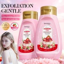 430g草莓/桃子/香草蛋糕沐浴盐，深层清洁控油去角质磨砂膏，滋养保湿防干燥 - 彩色 - 查看 2