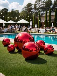 5个巨型红色铝箔气球 - 60/50/32/22英寸可重复使用金属箔气球,反光表面,适用于婚礼、生日、母亲节、派对装饰、活动装饰、情人节、节日装饰,易于安装,最适合情人节 - 紅色 - 查看 7