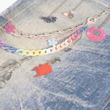 XINYINSU High Street Design amerikanischer Retro-Ketten 3D-Druck Inkjet Dreidimensionale verwaschen abgenutzt weite und bequeme Schlagjeans für Herren Halloween