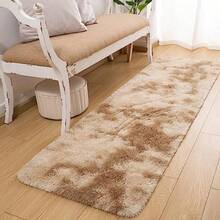 Runner Rug For Bedroom 2x6 Feet Soft Shaggy Area Rugs Fluffy Carpet For Hallway Bedside Upgrade NonSlip Shag Plush Rug For Dorm Living Room TieDyed Light Grey - 2' X 6' (Runner)+Tie-dyed Camel - View 2