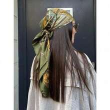 1pc Simple Printed Square Scarf, New Spring Fashion Bandana For Women, Can Be Used As Belt,Bag Decoration,Ribbon, Headband Or Headscarf Bandana,Hair Band,Head Band Ideal For Dressing Up Your Look