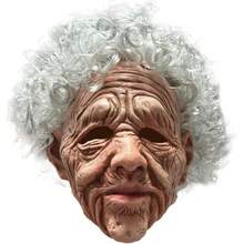 Kuberas Old Woman Mask Realistic Scary Granny Creepy Old Lady With Wrinkled Wig Halloween Cosplay Costume Props For Adults - 老婦人面具 - 查看 5