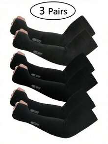 3 pares de mangas de protección solar unisex, mangas de compresión ligeras y transpirables para deportes, uso al aire libre & uso diario - Multicolor - Ver 13