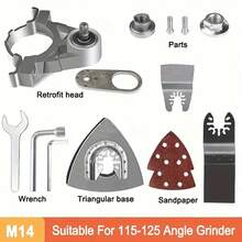 1 套多功能角磨机转换器振荡工具适配器，振荡工具适配器套件，5/8 英寸 M14/M10 多功能振荡锯片套装，适合所有角磨机，适合 DIY 项目和专业用途
