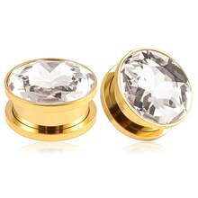 2件装不锈钢立方水晶螺旋耳扩扩器耳环穿刺饰品 - 圓形的 - 查看 28