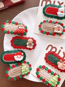 Weihnachts-Wollstrick Haarclips, süße Cartoon Mädchen Haarclips, Weihnachtsbaum, Elch, Lebkuchenmann, Weihnachtsstrumpf, Schneemann, Haus und andere Weihnachtselemente, Weihnachtsförderung, Weihnachtskopfschmuck, Weihnachtsgeschenke, Weihnachtsdeko für Zuhause, Weihnachtsparty Dekoration, Weihnachtsdekoration 2025