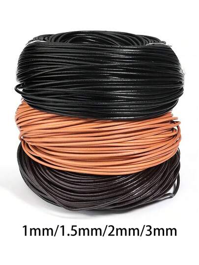 5m 3-Color Round Leather Cord 1.0-3.0mm Wide Genuine Leather Rope For DIY Jewelry Making Bracelets Necklaces Fashion Accessories