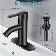 Matte Black Bathroom Faucet Single Handle Bathroom Sink Faucet With Pop-Up Drain Vessel Sink Faucet Modern RV Lavatory Faucet For 1 Or 3 Hole Vanity Countertop Installation - Matte Black - View 8