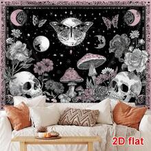 1 tấm thảm treo tường họa tiết đầu lâu và nấm phong cách Bohemian, chất liệu polyester hình vuông hiện đại, thích hợp cho phòng khách và phòng ngủ - Nhiều màu - Xem 6