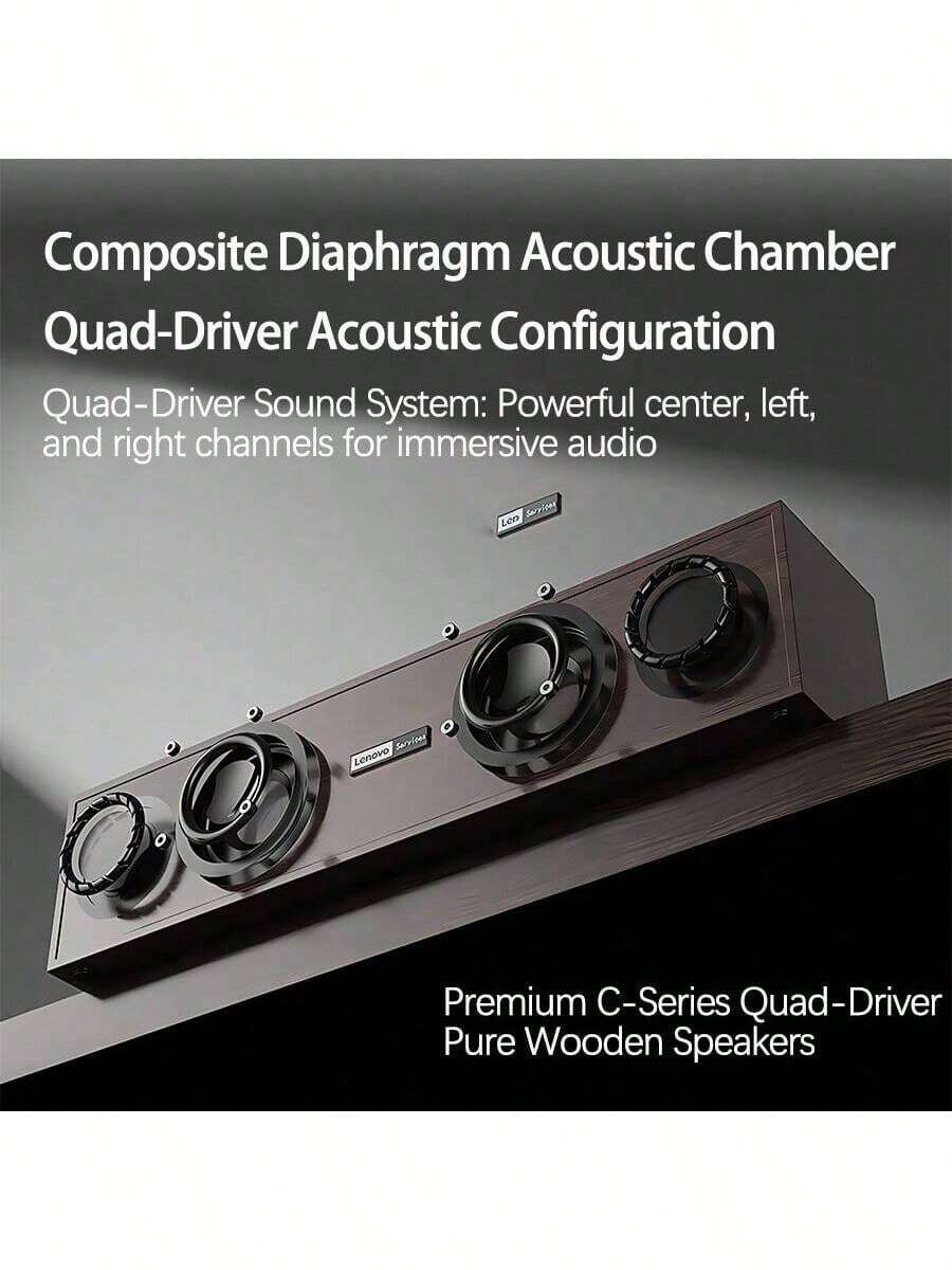 Lenovo C02 Subwoofer, Retro Wood Finish, High-Fidelity Audio, Stable Bluetooth Transmission, USB Power Supply, Wooden Design, Home Audio - Wood Grain Color - View 1