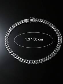 1 Set Men's Hip Hop Style Classic Smooth Cuban Link Chain Necklace And Bracelet Set - Style a - View 6