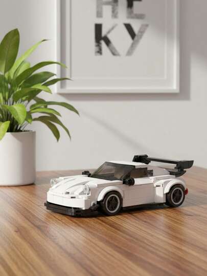 MIKEMENG Weißes Auto Bauklötze Spielzeug Set, Geburtstag, Halloween, Weihnachtsgeschenk für Ehemann/Freund, Sammlerstück und Raumdekoration, erschwingliches Geschenk