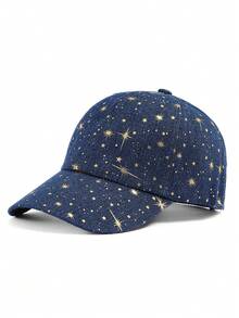 1pc Baseball Cap, Fashionable Casual Rhinestone Visor Hat, Versatile Sun Protection For Spring/Summer Outdoor Activities