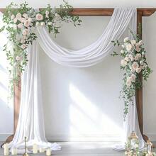 1pc Wedding Arch Drape Tulle Fabric White Sheer Curtain Tulle Backdrop For Wedding Ceremony Birthday Party Backdrop Ceiling Decoration